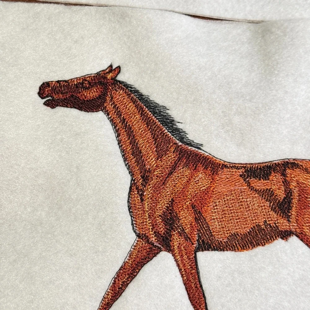 Vintage Arabian & Thoroughbred Horse Handmade Embroidery Sew On - Lot of 2